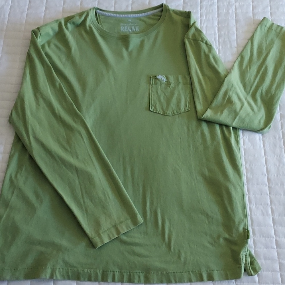 Tommy Bahama Men's Long-Sleeve Crewneck Pocket Shirt - Light Green - Picture 5 of 13